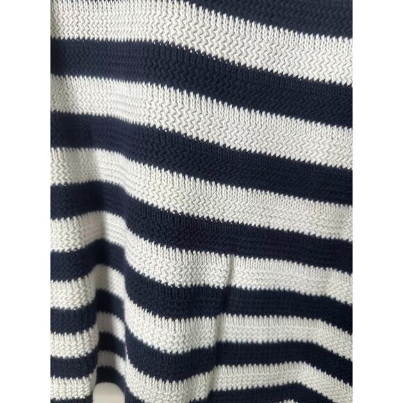 Talbots Blue White Stripe Cotton Blend Hoodie Pocket Size Large Preppy Nautical - Picture 4 of 8